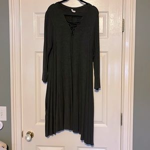 Long tunic/short dress. 36” from shoulder seam to front hemline. Charcoal gray